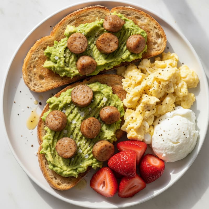 Chicken Sausage and Egg Avocado Toast
