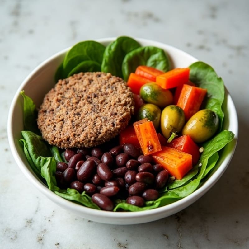 Lean Ground Beef Burger Bowls with Roasted Vegetables
