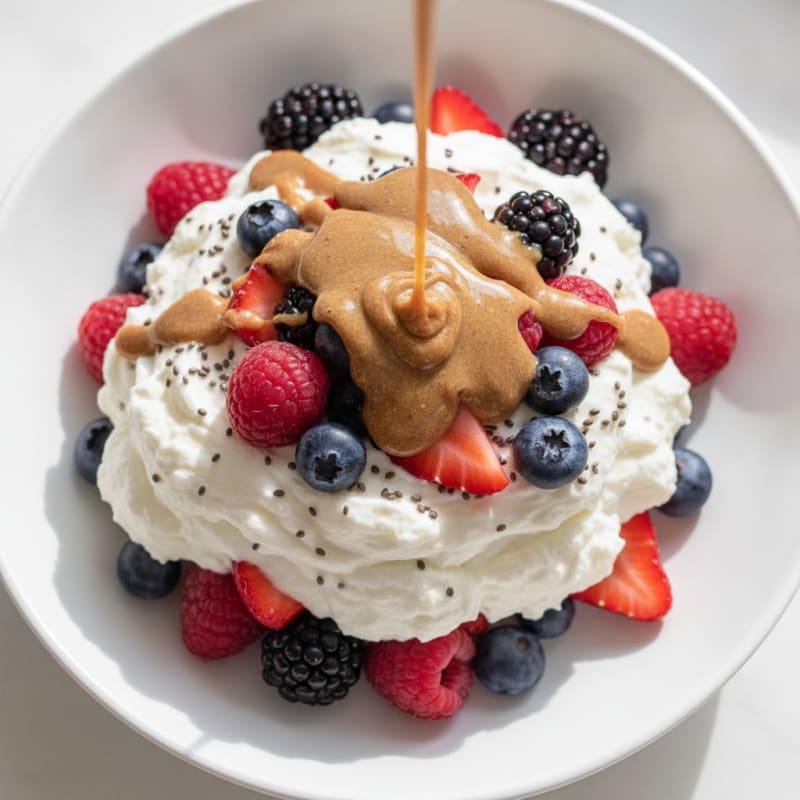 Greek Yogurt Protein Mousse with Mixed Berries