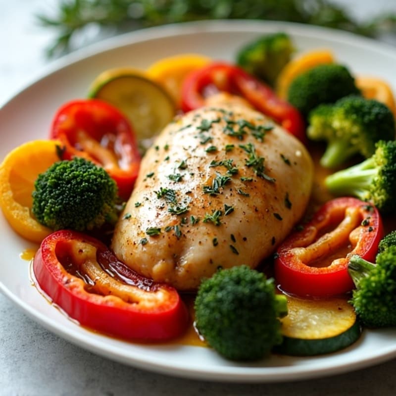 Sheet Pan Herb-Roasted Chicken with Rainbow Vegetables