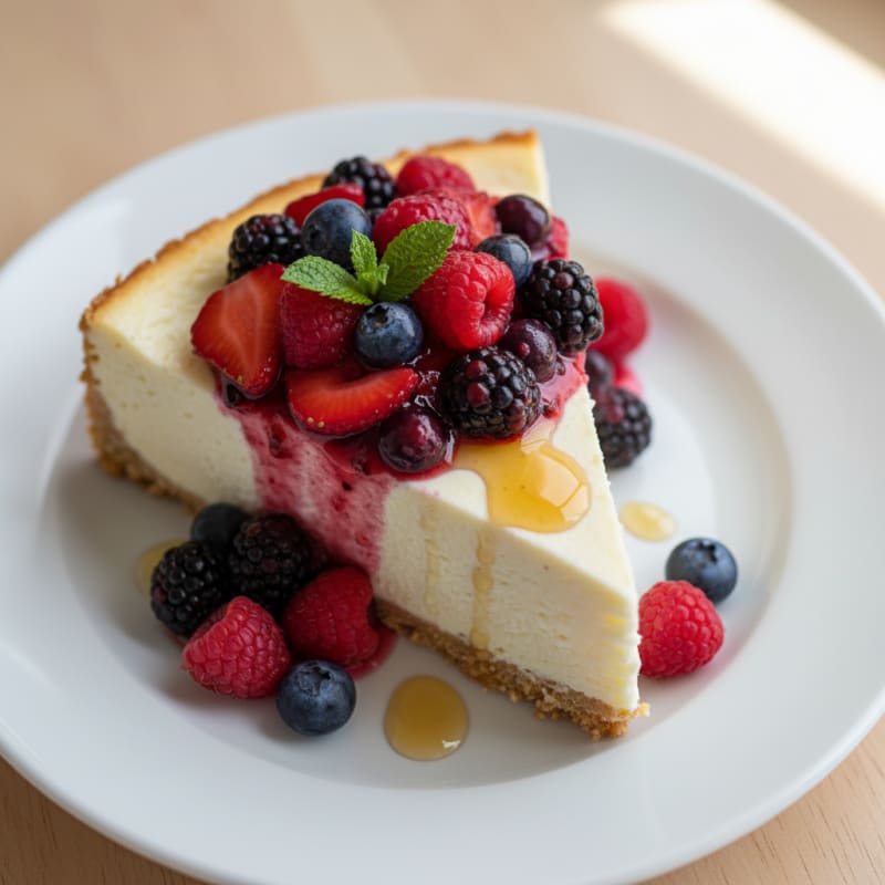 Greek Yogurt Protein Cheesecake with Berries