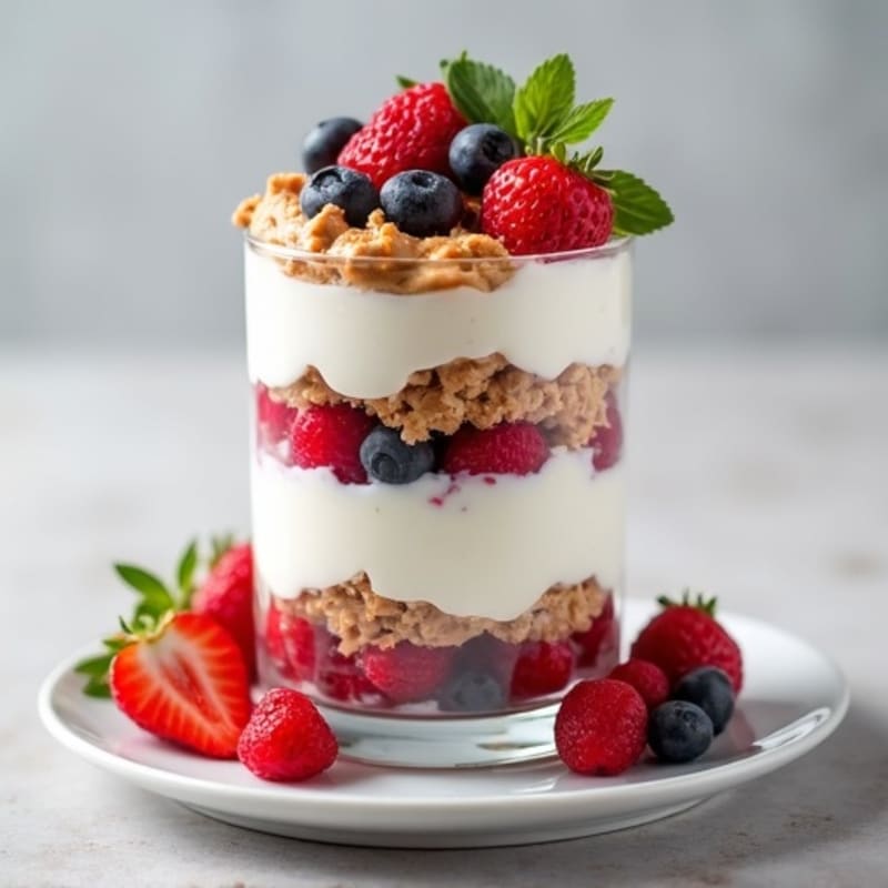Greek Yogurt Protein Parfait with Berries and Almond Butter