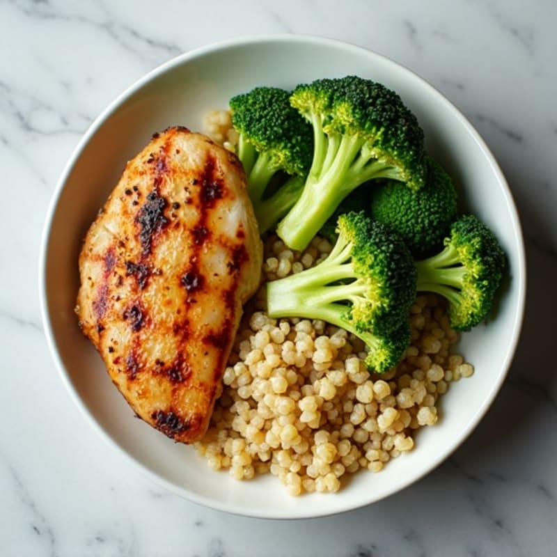 Grilled Chicken Breast with Quinoa and Steamed Broccoli