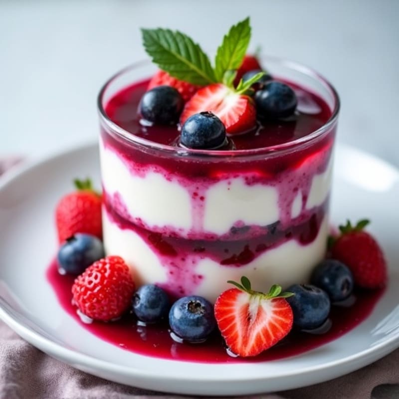 High-Protein Quark Fruit Parfait with Sweet Berry Sauce