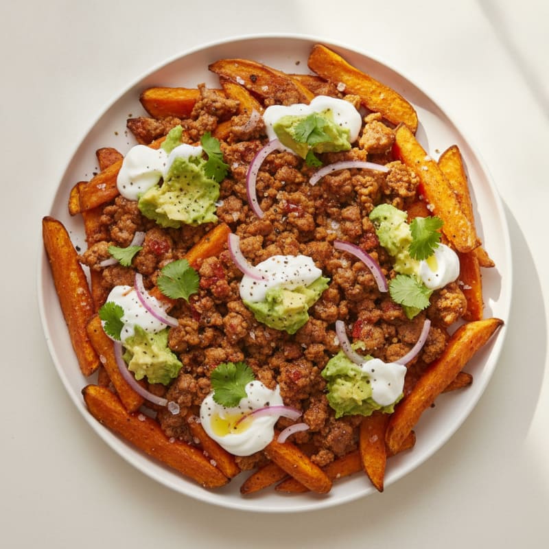 Loaded Turkey and Sweet Potato Fries