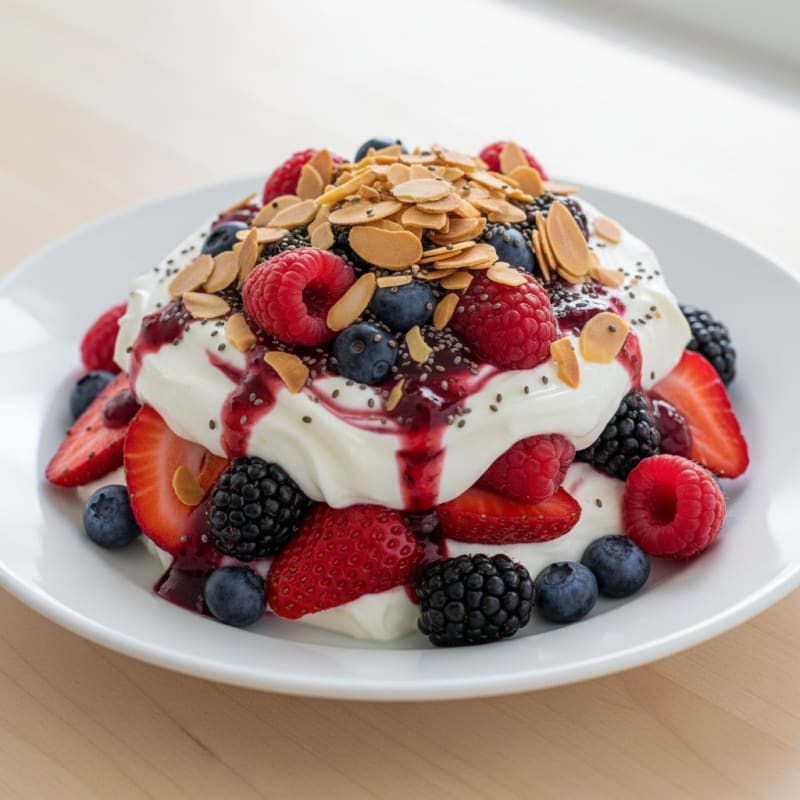 Greek Yogurt Protein Parfait with Mixed Berries