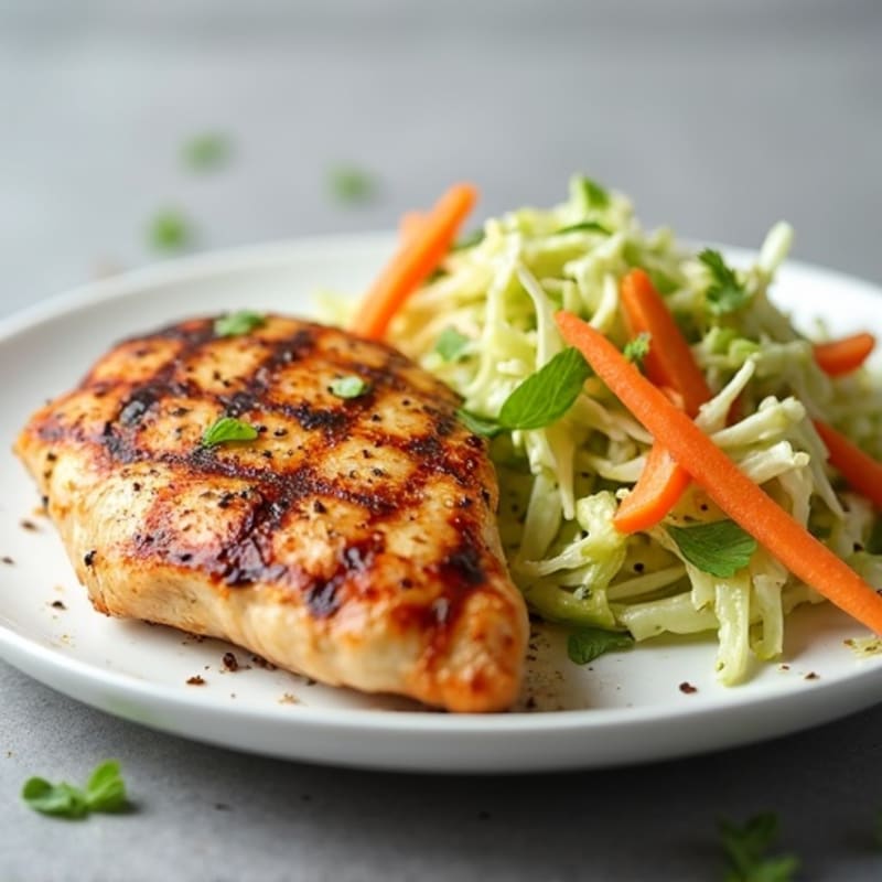 Grilled Chicken Breast with Crunchy Cabbage Slaw