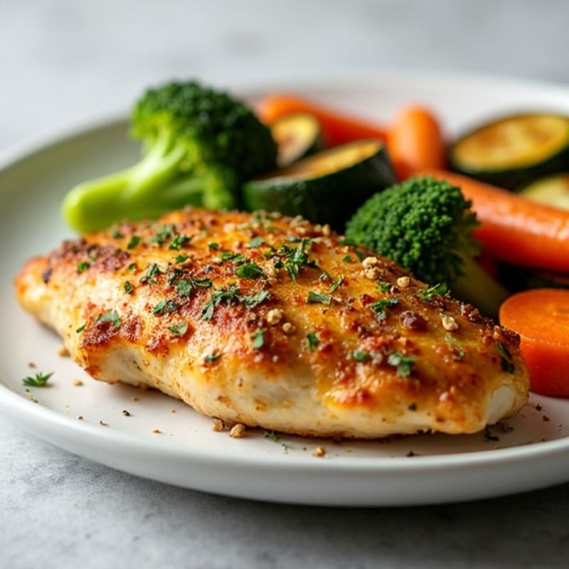 Herb-Crusted Pan Seared Chicken with Roasted Vegetables