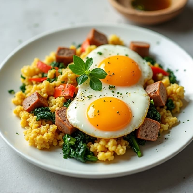 Egg White and Turkey Sausage Scramble with Spinach