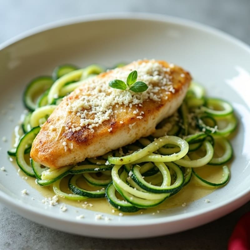 Creamy Pesto Chicken with Zucchini Noodles