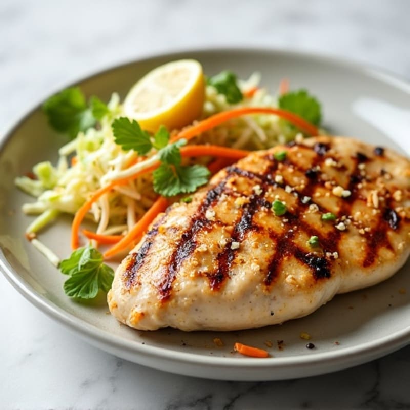 Grilled Chicken Breast with Crunchy Cabbage Slaw