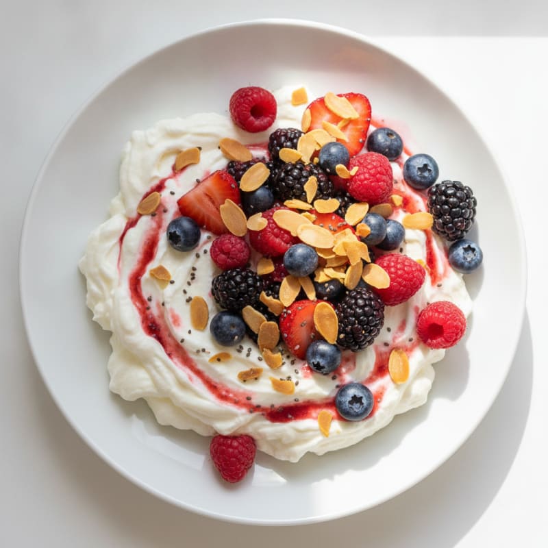 Greek Yogurt Protein Mousse with Mixed Berries