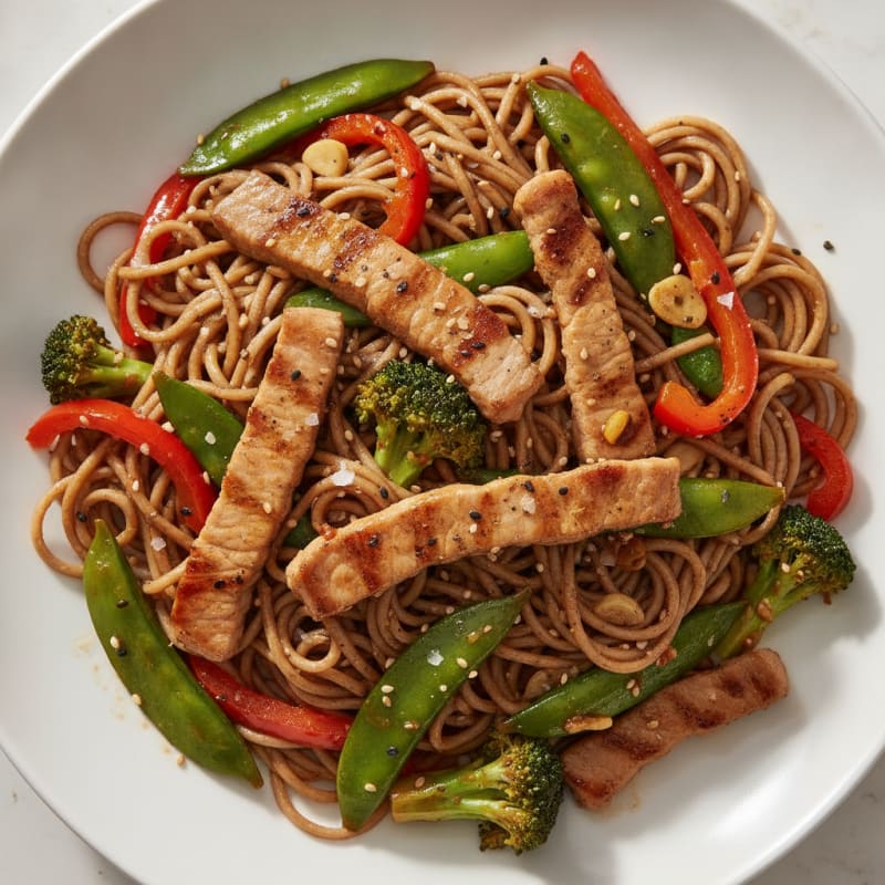 Pork Vegetable Noodle Stir-Fry