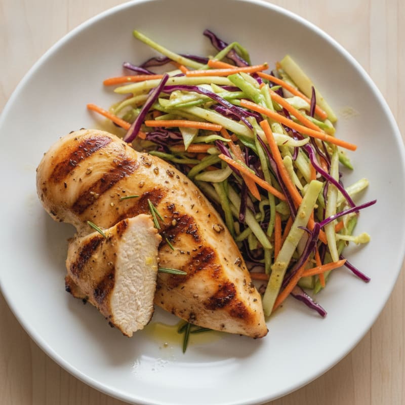 Grilled Chicken Breast with Crunchy Cabbage Slaw