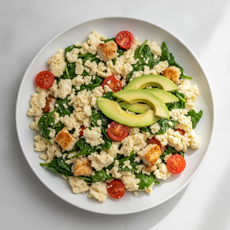 Egg White Scramble with Spinach and Turkey Breast
