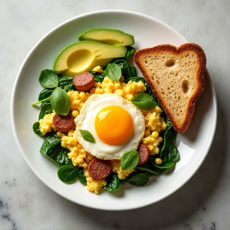 Egg White Scramble with Turkey Sausage and Spinach