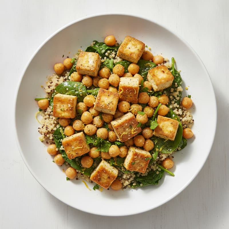 Lemon-Herb Tofu and Chickpea Bowl
