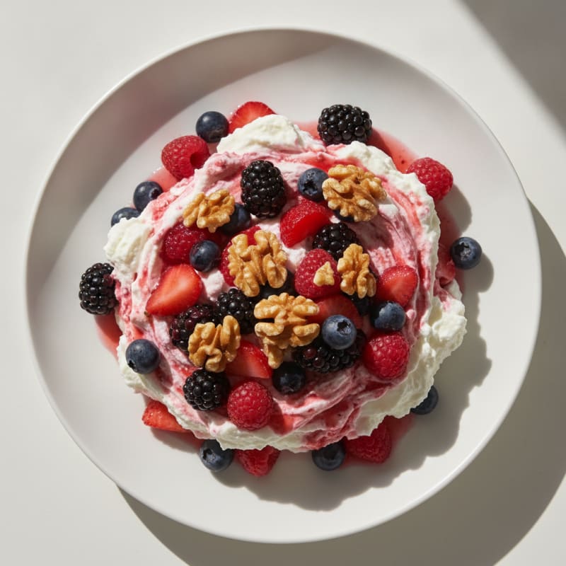 Greek Yogurt Protein Mousse with Mixed Berries