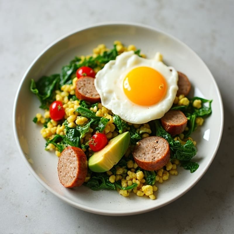 Egg White and Turkey Sausage Scramble with Spinach