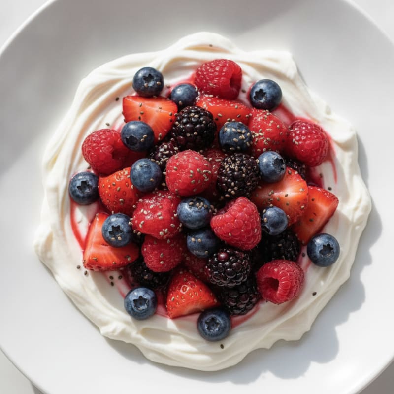 Creamy Greek Yogurt Protein Pudding with Mixed Berries