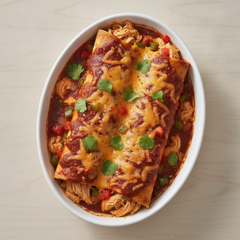 Chicken Enchiladas with Red Chili Sauce