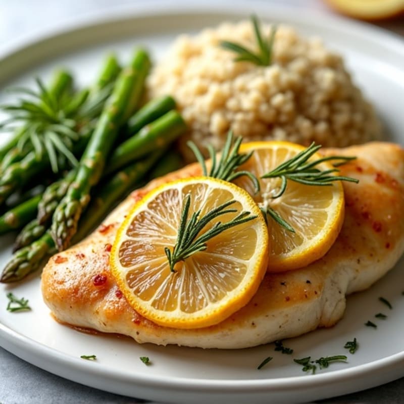 Lemon Herb Baked Chicken with Roasted Asparagus and Quinoa