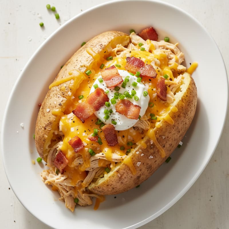Loaded Russet Potato with Cheddar and Bacon