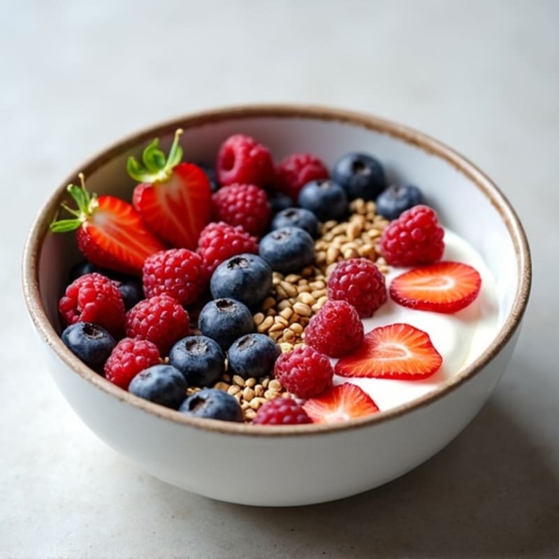 Greek Yogurt Bowl with Mixed Berries and Hemp Seeds