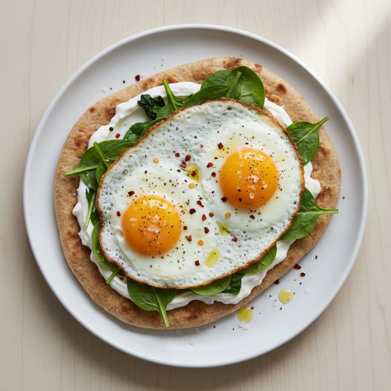 Pan-Seared Eggs with Warm Naan Bread
