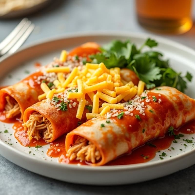 Spicy Baked Shredded Chicken Enchiladas