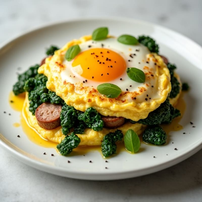 Egg White and Turkey Sausage Scramble with Spinach