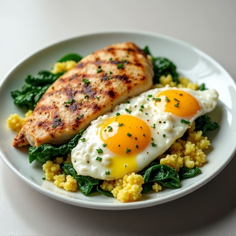 Egg White Scramble with Spinach and Grilled Chicken