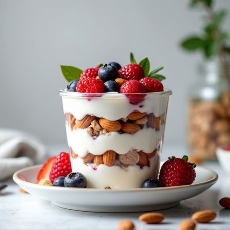 Creamy Greek Yogurt Parfait with Berries and Almonds
