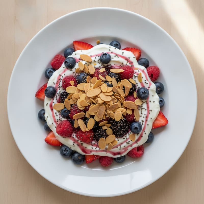 Greek Yogurt Protein Parfait with Mixed Berries
