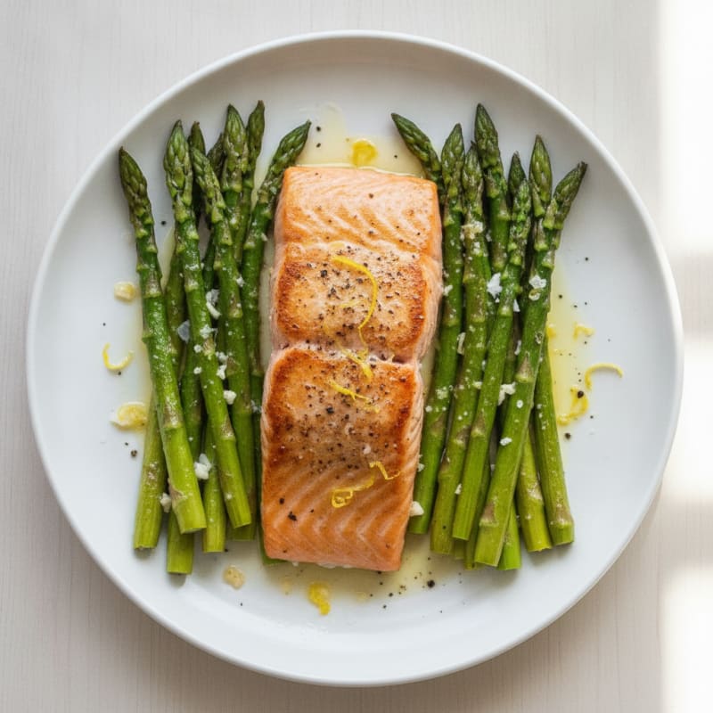 Pan-Seared Salmon with Roasted Asparagus