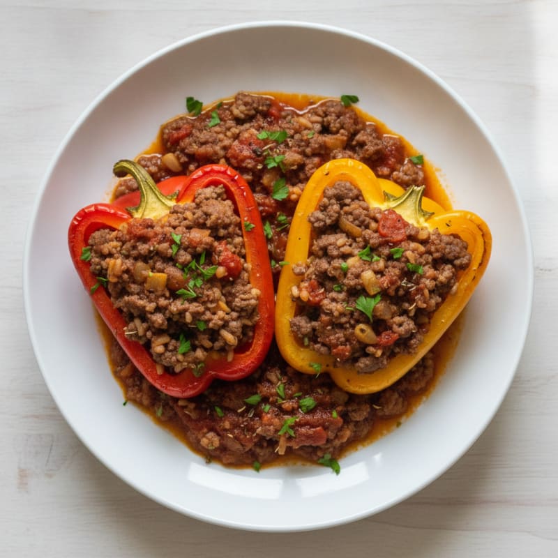 Ground Beef Stuffed Bell Peppers with Rice