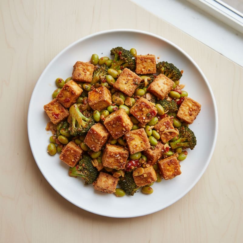 Crispy Chili-Garlic Tofu Stir-Fry