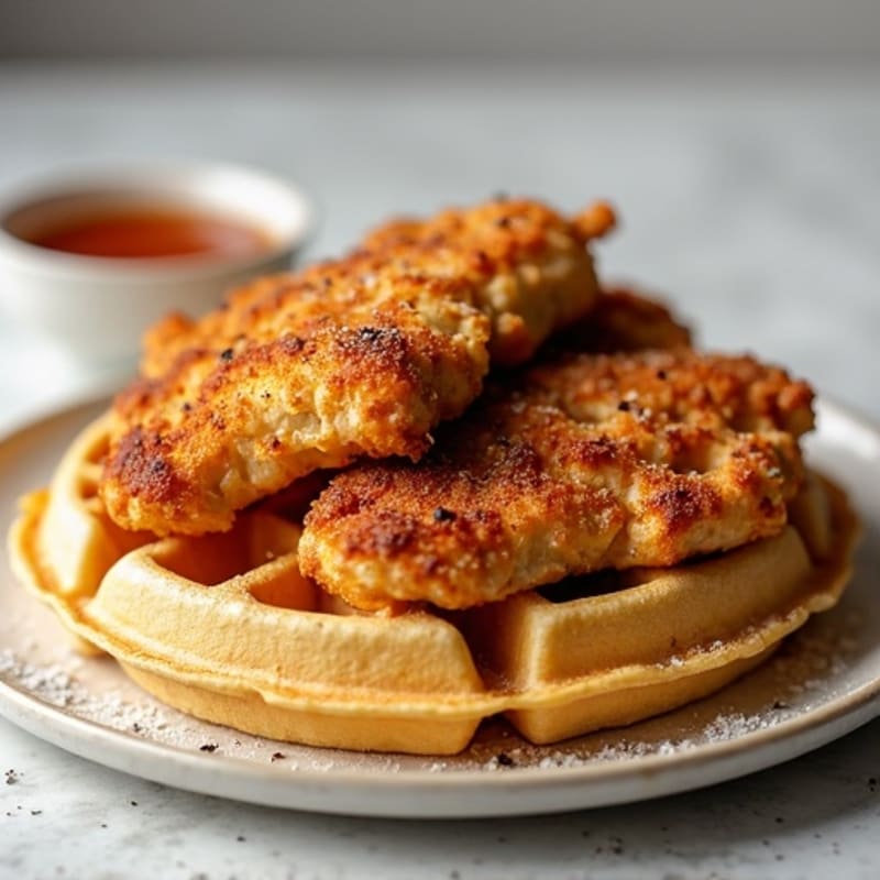 Crispy Baked Chicken with Almond Flour Waffles
