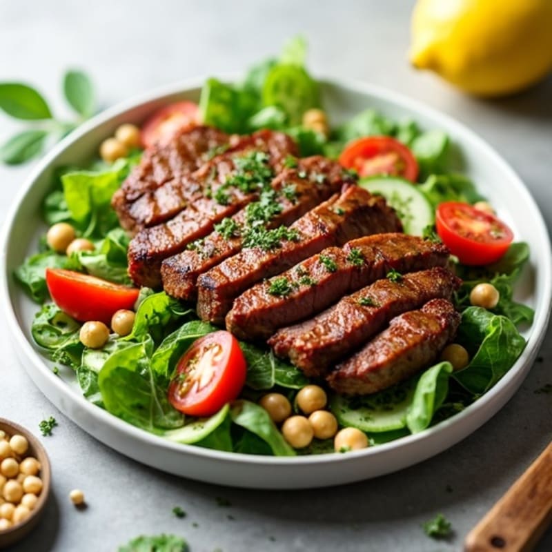 Seared Steak Salad with Crispy Greens and Lemon-Herb Dressing
