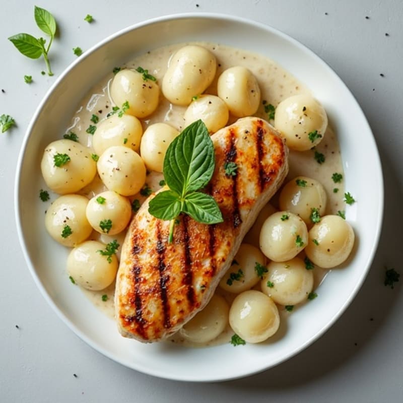 Herb-Roasted Ricotta Gnocchi with Garlic Cream Sauce