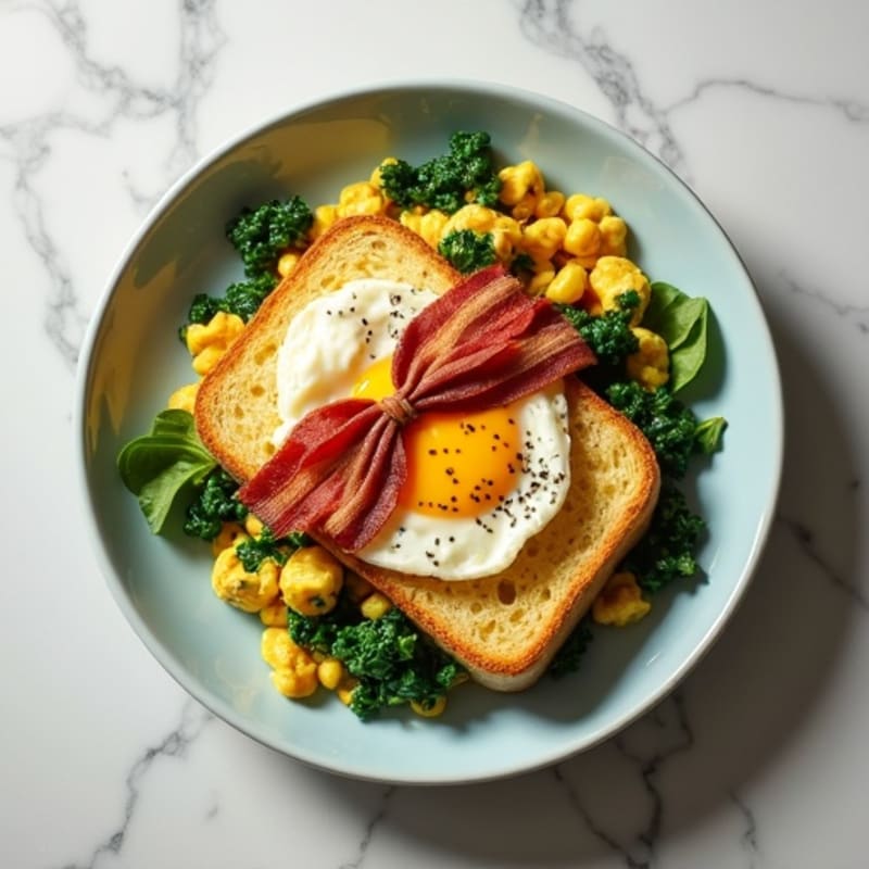 Cottage Cheese Scramble with Spinach and Turkey Bacon