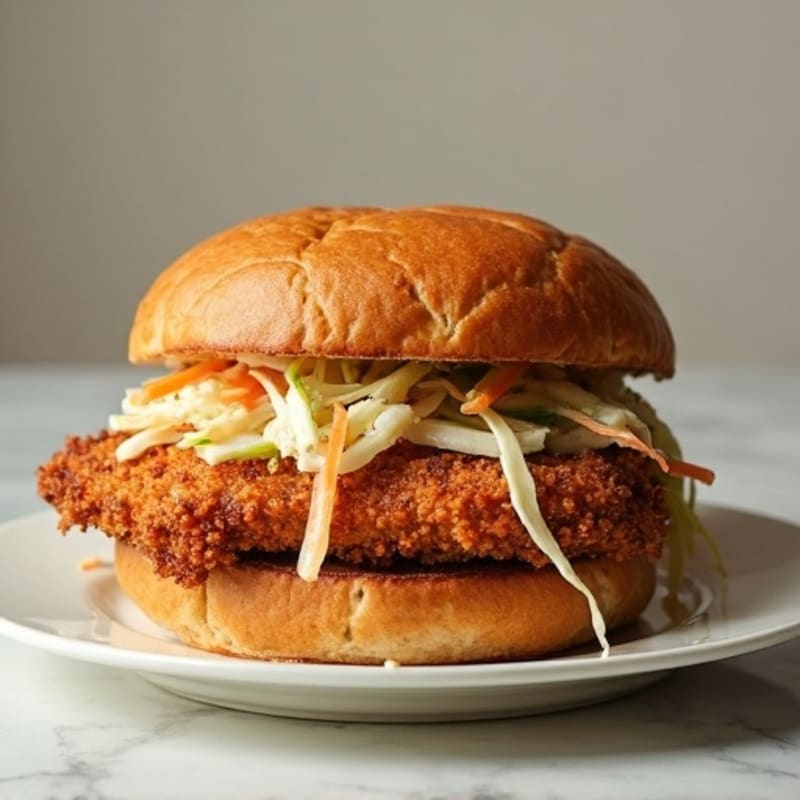Crispy Baked Chicken Sandwich with Tangy Slaw