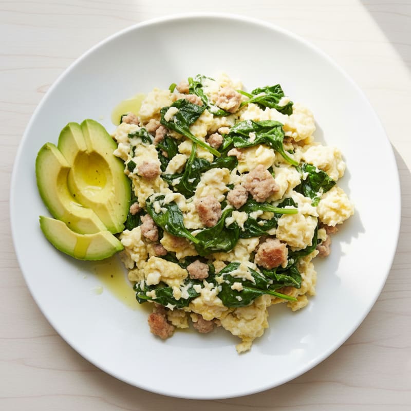 Egg White Scramble with Lean Turkey and Spinach