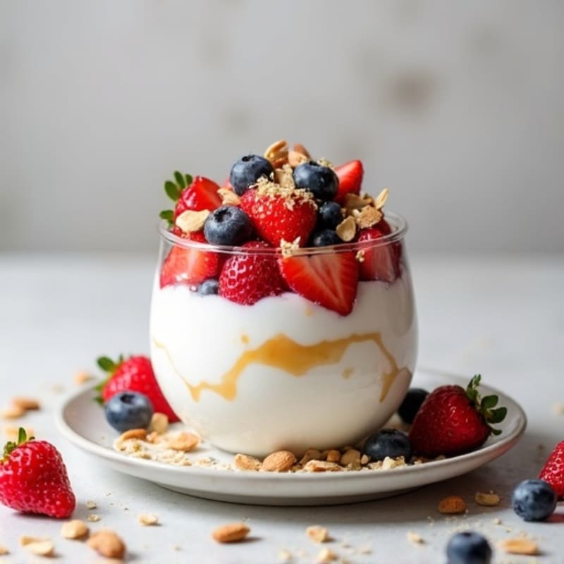 Creamy Greek Yogurt Parfait with Fresh Berries and Almonds