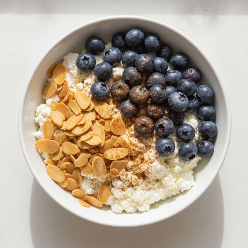 Cottage Cheese and Berry Protein Bowl with Almonds