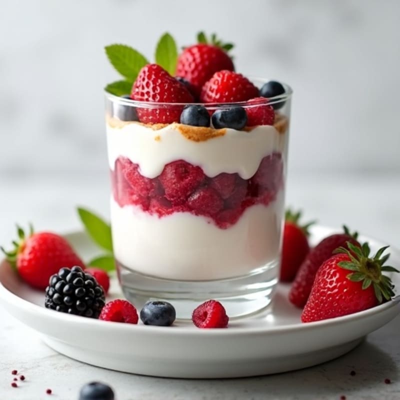 Greek Yogurt Protein Parfait with Mixed Berries and Almond Butter