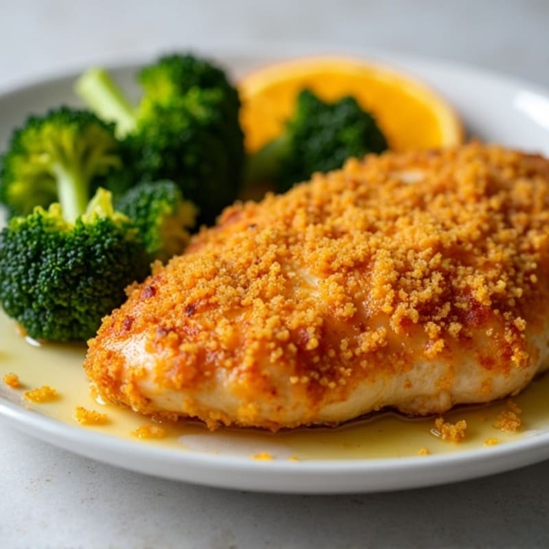 Crispy Baked Orange Chicken with Roasted Broccoli