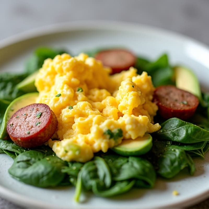 Scrambled Egg Whites with Spinach and Turkey Sausage