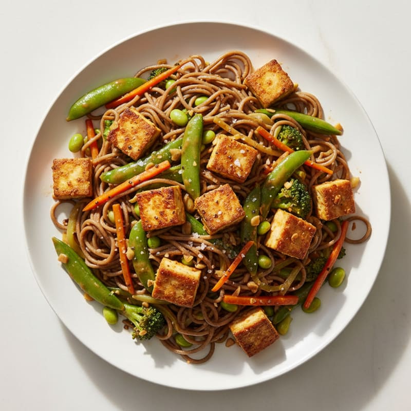 Tofu & Noodle Stir-Fry with Peanut Sauce