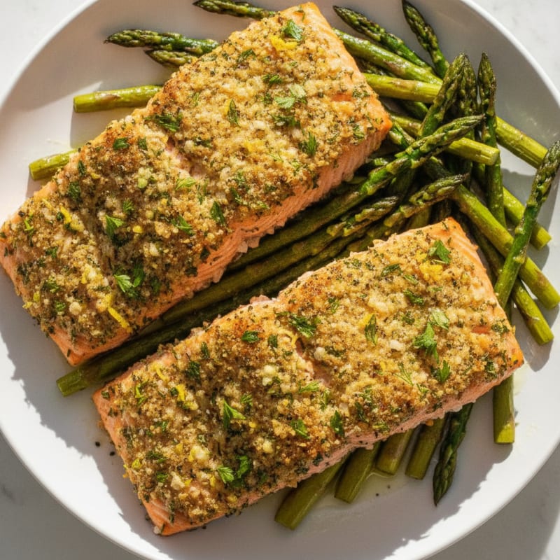 Herb-Crusted Salmon with Roasted Asparagus